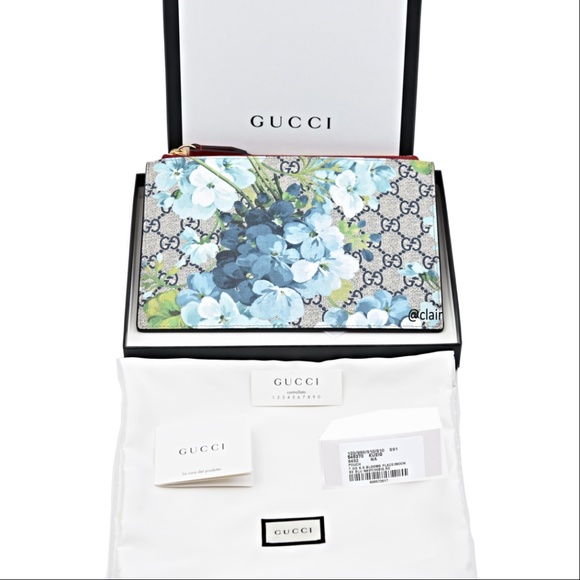 New Gucci GG Supreme Canvas Blooms Clutch/Pouch - Picture 6 of 8